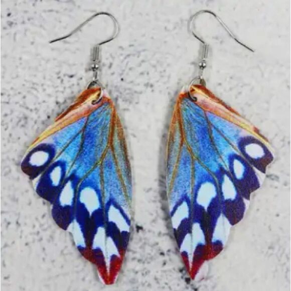 Butterfly Wing Faux Leather Earrings - Picture 1 of 4